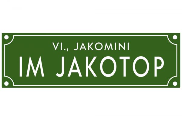 Café Jakomini Jakotop Straßenschild