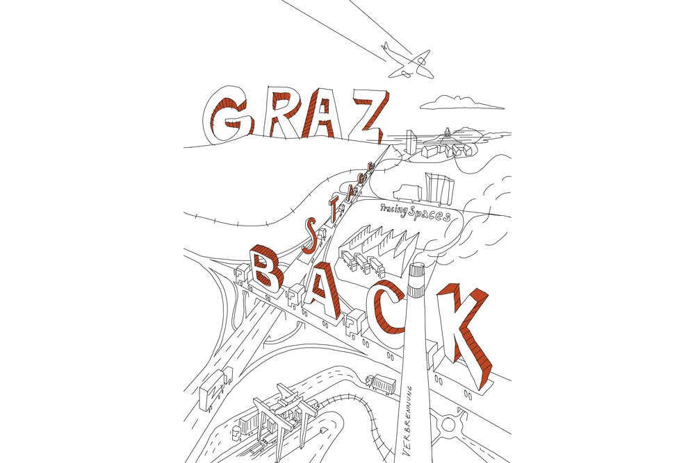 Tracing Spaces Graz Backstage Comiczeichnung